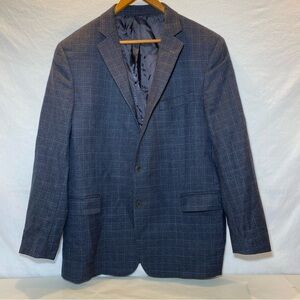 Brooks Brothers Regent Fit Sport Coat Blazer Blue Windowpane Plaid Wool Mens 44R